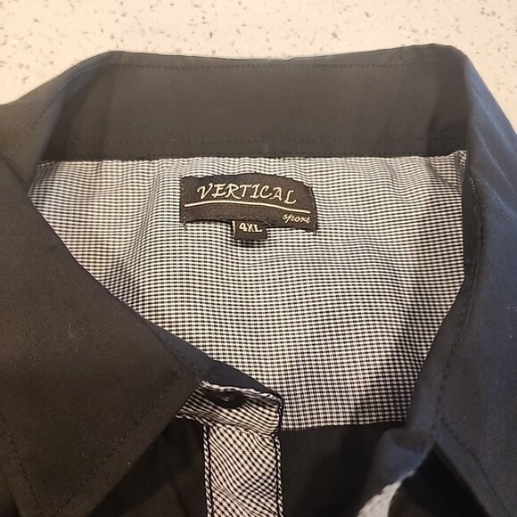 NWT Vertical Shirt Mens 4X Black Button Pockets Short Sleeves - Picture 3 of 8